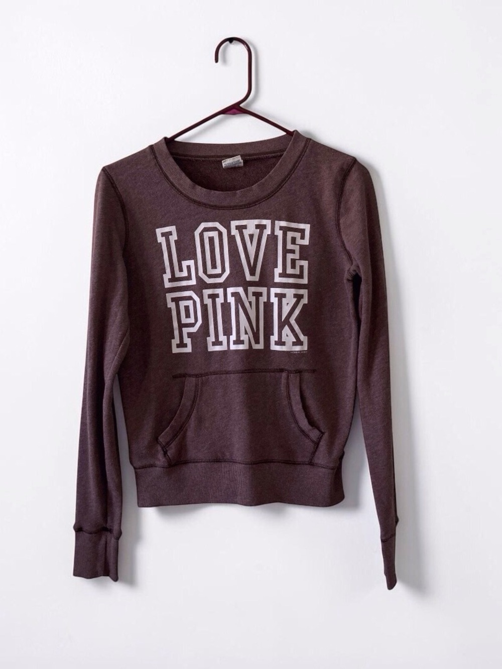 Vintage Y2K PINK Victoria's Secret Love Pink Sweatshirt Brown XS 2010